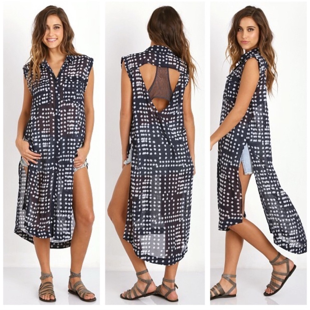 Free People Mercer Street Maxi Shirt Duster Dress size Small